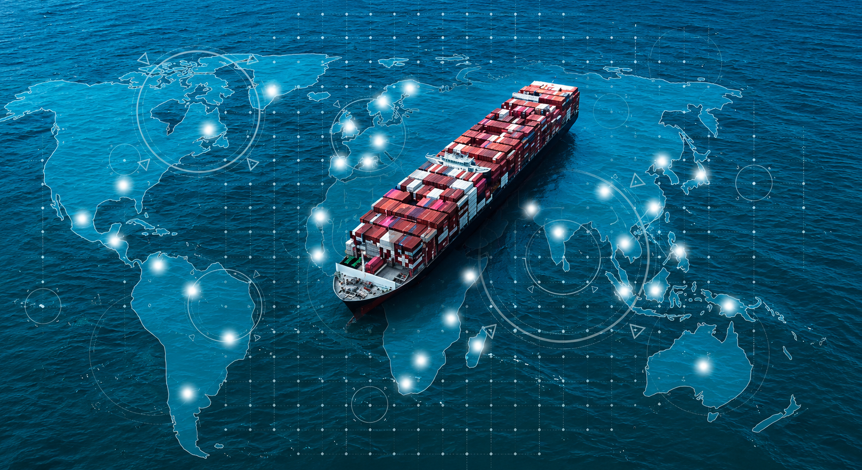 Container vessel at sea
